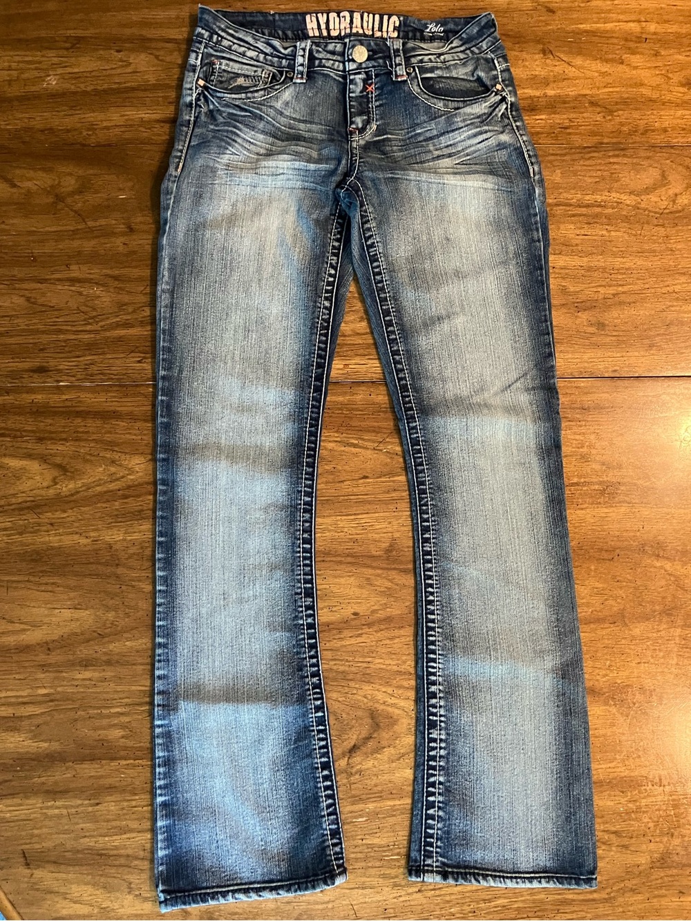 Hydraulic Lola Slim Boot Jeans Womens 9/10 Med Wash Distress Faded Stretch 30x32